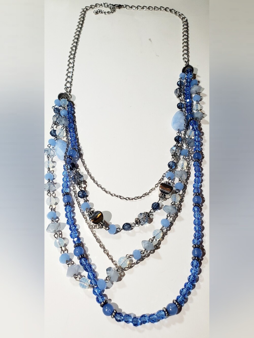 Multi-Strand Blue Beaded Necklace - Unbranded